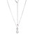 17"+3" Sterling Silver Drop Pendant Necklace with Round and Oval White CZ in Milgrain Settings by ELLE