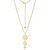 17"+3" Yellow Gold-Plated Sterling Silver Tiered Hammered Disc Pendant Necklace with White CZ Accents by ELLE