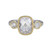 Rhodium and Yellow Gold-Plated Sterling Silver Cushion and Round Cubic Zirconia Three-Stone Ring by ELLE