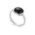 Rhodium-Plated Sterling Silver Round Cabochon Genuine Black Agate Ring by ELLE