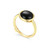 Gold-Plated Sterling Silver Round Cabochon Genuine Black Agate Ring by ELLE
