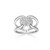 Rhodium-Plated Sterling Silver Open Crossover Ring with Domed Pave Cubic Zirconia Center by ELLE