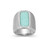 Rhodium-Plated Sterling Silver Wide Band Ring with Vertical Amazonite Inlay and White CZ Halo by ELLE Rhodium-Plated Sterling Silver Wide Band Ring with Vertical Amazonite Inlay and White CZ Halo by ELLE