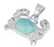 Sterling Silver Crab Pendant Necklace w/ Larimar & Blue Topaz Accents, 18" Chain