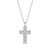 17"+2" Rhodium-Plated Sterling Silver Quilted Pattern CZ Cross Necklace by Charles Garnier