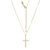 17 inch+2 inch Sterling Silver Yellow Gold-Plated Cross Pendant Necklace with CZ Accents by Charles Garnier