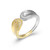 Sterling Silver Two-Tone Gold-Plated and Rhodium-Plated Split Bypass Ring with CZ Accents by Charles Garnier