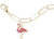 7" Gold Plated Sterling Silver Charm Bracelet w/ Painted Flamingo Charm by Rembrandt