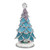 Luxury Giftware by Jere Bejeweled Crystals Silver-tone Enameled ARCTIC BLUE Christmas Tree Trinket Box with Matching 18 Inch Necklace