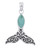 Sterling Silver Necklace Genuine Larimar Whale Tail Pendant 33mm Blue Gemstone