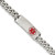 8 inch Stainless Steel Polished Red Enamel Medical ID Curb Chain Bracelet