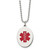 22 inch Stainless Steel Ball Chain Necklace with Polished Red Enamel Oval Medical ID Pendant