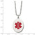 22 inch Stainless Steel Ball Chain Necklace with Polished Red Enamel Oval Medical ID Pendant