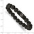 6 inch Stainless Steel Brushed Black IP-Plated White Enamel Medical ID 8.5mm Lava Stone Beaded Stretch Bracelet