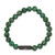 6.75 inch Stainless Steel Brushed Black IP-Plated White Enamel Medical ID 8.5mm Dyed Green Stone Beaded Stretch Bracelet