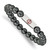 6.75 inch Stainless Steel Polished Red Enamel Medical ID 8mm Hematite Beaded Stretch Bracelet