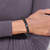 6.5 inch Stainless Steel Brushed Black IP-Plated White Enamel Medical ID 8.5mm Black Agate Beaded Stretch Bracelet
