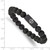 6.5 inch Stainless Steel Brushed Black IP-Plated White Enamel Medical ID 8.5mm Black Agate Beaded Stretch Bracelet