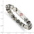 6.75 inch Stainless Steel Polished Red Enamel Medical ID 8.5mm Lotus Jasper Beaded Stretch Bracelet
