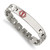 8 inch Stainless Steel Brushed and Polished Red Enamel Medical ID Link Bracelet