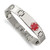 8.25 inch Stainless Steel Brushed and Polished Red Enamel Medical ID Link Bracelet