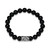 Men's 7.5" Chisel Rhodium-Plated Sterling Silver and Stainless Steel Genuine Black Agate Cardano Chain Bracelet by ETHOS - UB0010