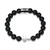 Men's 7.25" Strata Rhodium-Plated Sterling Silver Genuine Black Agate Bracelet by ETHOS - UB0020