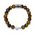 Men's 7.25" Strata Rhodium-Plated Sterling Silver Genuine Tiger's Eye Bracelet by ETHOS - UB0021