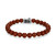 Mens Crimson Rhodium-Finish Sterling Silver & Stainless Steel Bracelet by ETHOS - UB0072