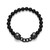Men's Dark Reign Skull Rondelle Cuban Chain Black Agate Beaded Bracelet by ETHOS - UB0100