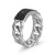 Mens Links Gunmetal and Rhodium-Finish Sterling Silver Lab-Created Black Sapphire Ring by ETHOS - UR0052