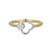 Charles Garnier Clover Gold/Rhodium-Plated Sterling Silver Cubic Zirconia Ring CR0202