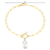 M by Monte Luna Cultured Freshwater Pearl & Lab-Created Diamond Toggle-Look Paperclip Gold-Plated Sterling Silver Bracelet
