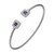 Charles Garnier Rhodium-Plated Sterling Silver African Amethyst & Cubic Zirconia Cushion-End Mesh Cuff Bracelet