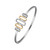 Charles Garnier Gold/Rhodium-Plated Sterling Silver Cubic Zirconia Mixed-Link Bangle Bracelet