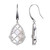 Charles Garnier Rhodium-Plated Sterling Silver White Mother-of-Pearl & Cubic Zirconia Lattice Pear Drop Earrings - 20x14x1MM