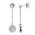 Charles Garnier Rhodium-Plated Sterling Silver White Mother-of-Pearl & Cubic Zirconia Chain Lattice-Circle Drop Stud Earrings - 9x1MM