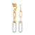 Charles Garnier Gold/Rhodium-Plated Sterling Silver Cubic Zirconia Paperclip-Bar Drop Earrings
