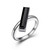 Charles Garnier Rhodium-Plated Sterling Silver Black Agate Emerald-Cut Solitaire Ring - 18x4MM