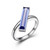 Charles Garnier Rhodium-Plated Sterling Silver Simulated Tanzanite Emerald-Cut Solitaire Ring - 18x4MM