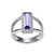 Charles Garnier Rhodium-Plated Sterling Silver Simulated Tanzanite & Cubic Zirconia Rectangular Halo Ring - 12x4MM