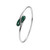 ELLE Rhodium-Plated Sterling Silver Malachite Polished Cuff Bracelet - 12 × 6mm