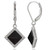 ELLE Rhodium-Plated Sterling Silver Black Agate & Cubic Zirconia Square Drop Earrings