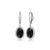 ELLE Rhodium-Plated Sterling Silver Simulated Hematite Bezel-Set Oval Leverback Earrings - 10 × 7mm