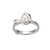 ELLE Rhodium-Plated Sterling Silver Cultured Freshwater Pearl Wavy Round Ring