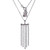 ELLE Rhodium-Plated Sterling Silver Tri-Color Fringe Pendant Necklace - 16" + 2" extender