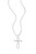 ELLE Rhodium-Plated Sterling Silver Cubic Zirconia Elongated-Link Cross Pendant Necklace - 2 × 5.6mm