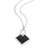 ELLE Rhodium-Plated Sterling Silver Black Agate & Cubic Zirconia Lock Cable-Chain Square Necklace - 14 × 1.5mm