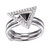 ELLE Rhodium-Plated Sterling Silver Black Agate & Cubic Zirconia Triangle-Signet Ring - 4 × 2mm