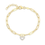 M by Monte Luna Two-tone Sterling Silver Open Heart Pendant Lab-Created Diamond Paperclip Bracelet